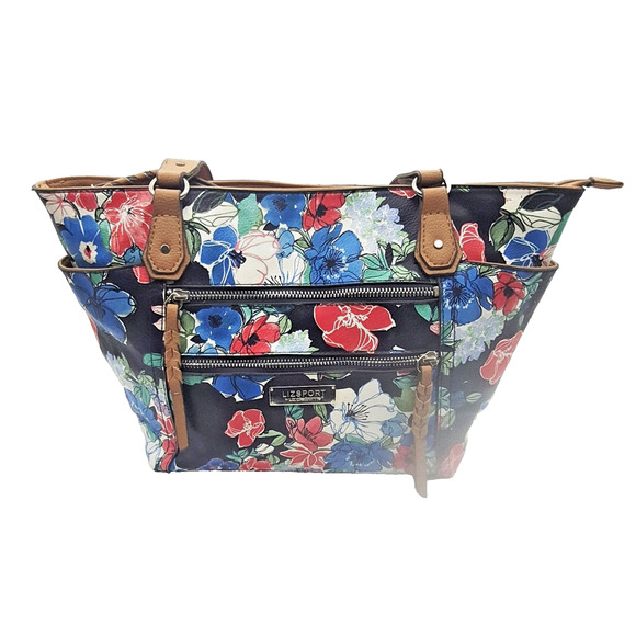 LIZ CLAIBORNE Floral Purse Women's Liz Sport Medium Tote 16 " Long x 10" Tall - Picture 3 of 12